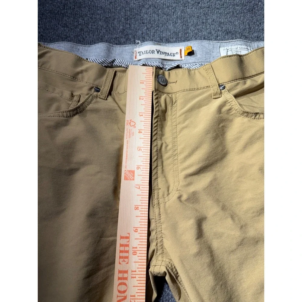 Tailor Vintage Canaan Slim Fit Pants Mens 30 Tan Khaki Comfort Stretch Waist